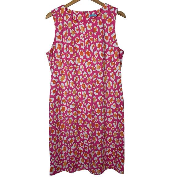 J McLaughlin Sophia Sleeveless Dress XL Catalina Cloth Pink Floral Coastal Chic - Picture 1 of 11